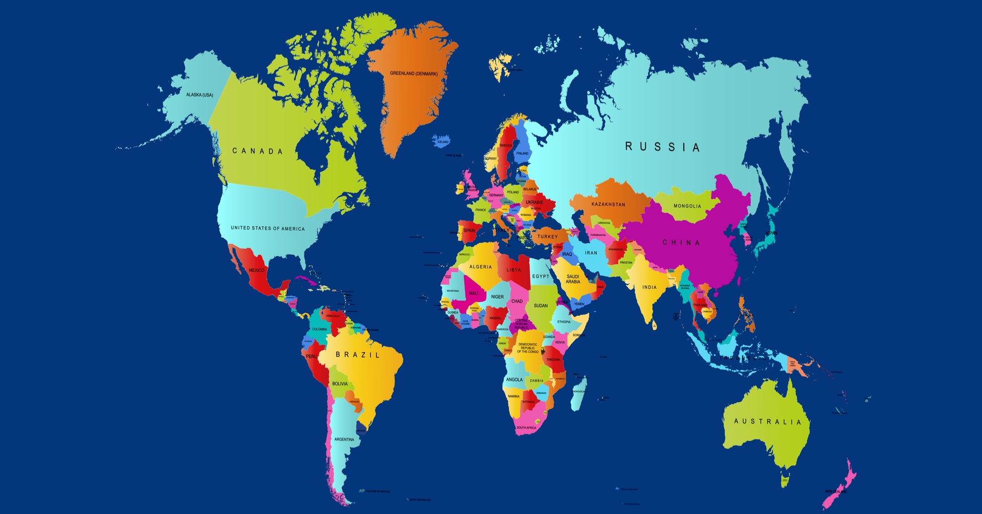 Large World Timezones Map - colour blind friendly - £18.99 
